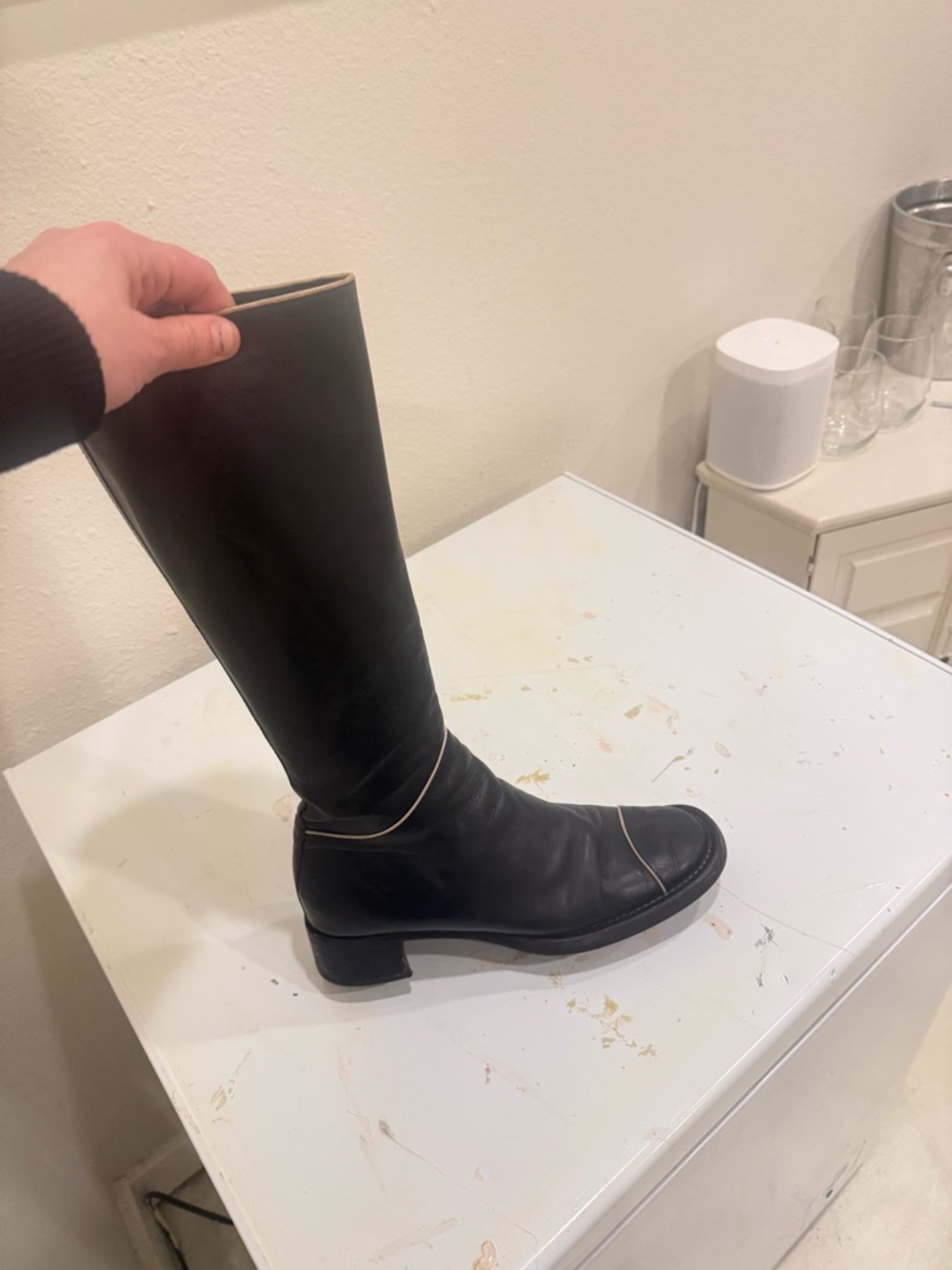 Y2K Prada Black Leather Knee High Riding Boots - Barney’s NY Exclusive  7.5 - Picture 3 of 12
